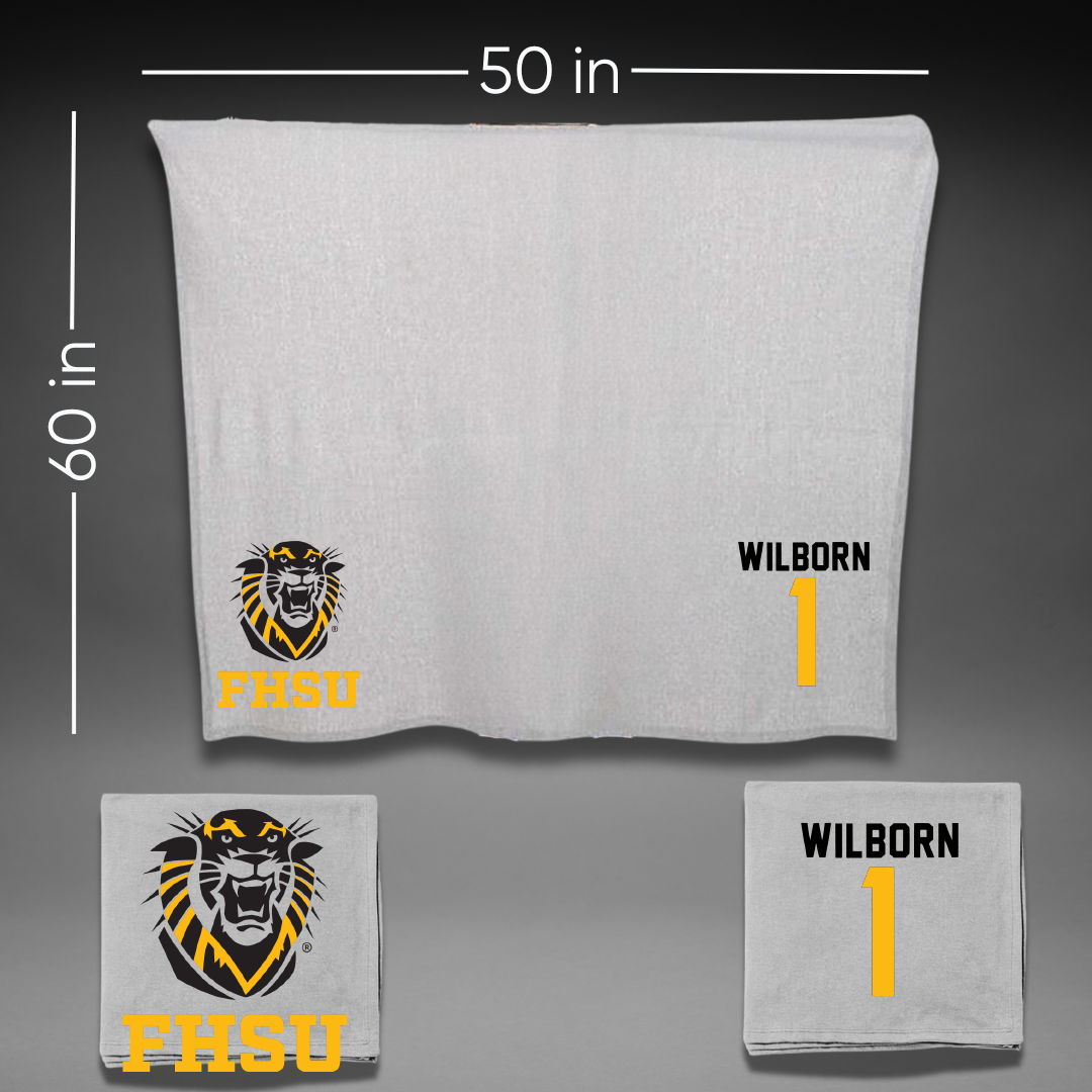 Fort Hays State University Basketball Gray Blanket - #1 Bailey Wilborn