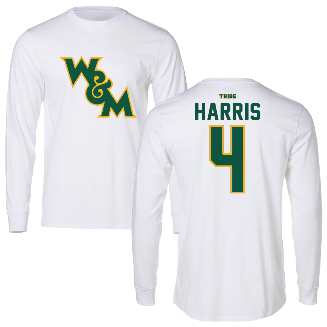 William & Mary Football White Long Sleeve - #4 Damian Harris