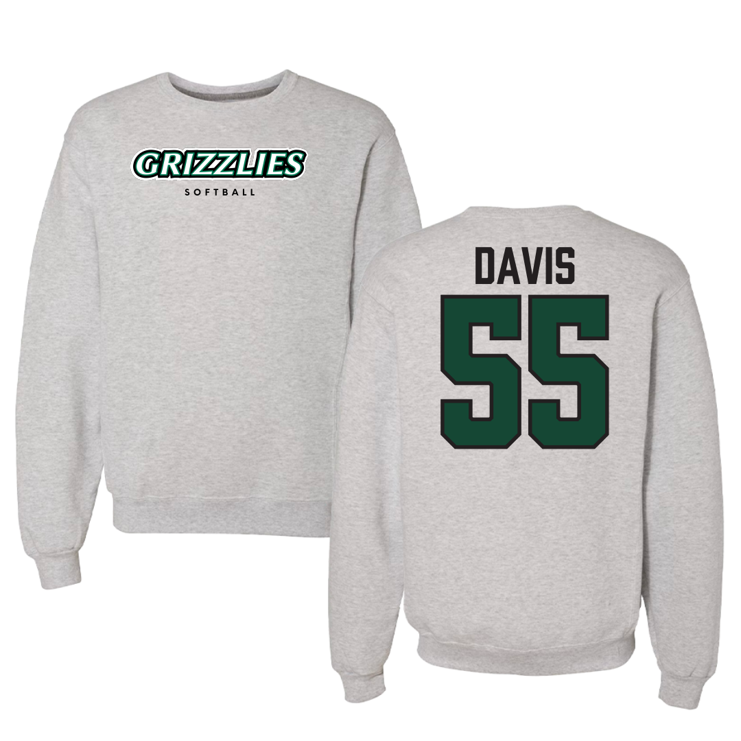 Adams State University Softball Gray Grizzlies Crewneck - #55 Aubree Davis