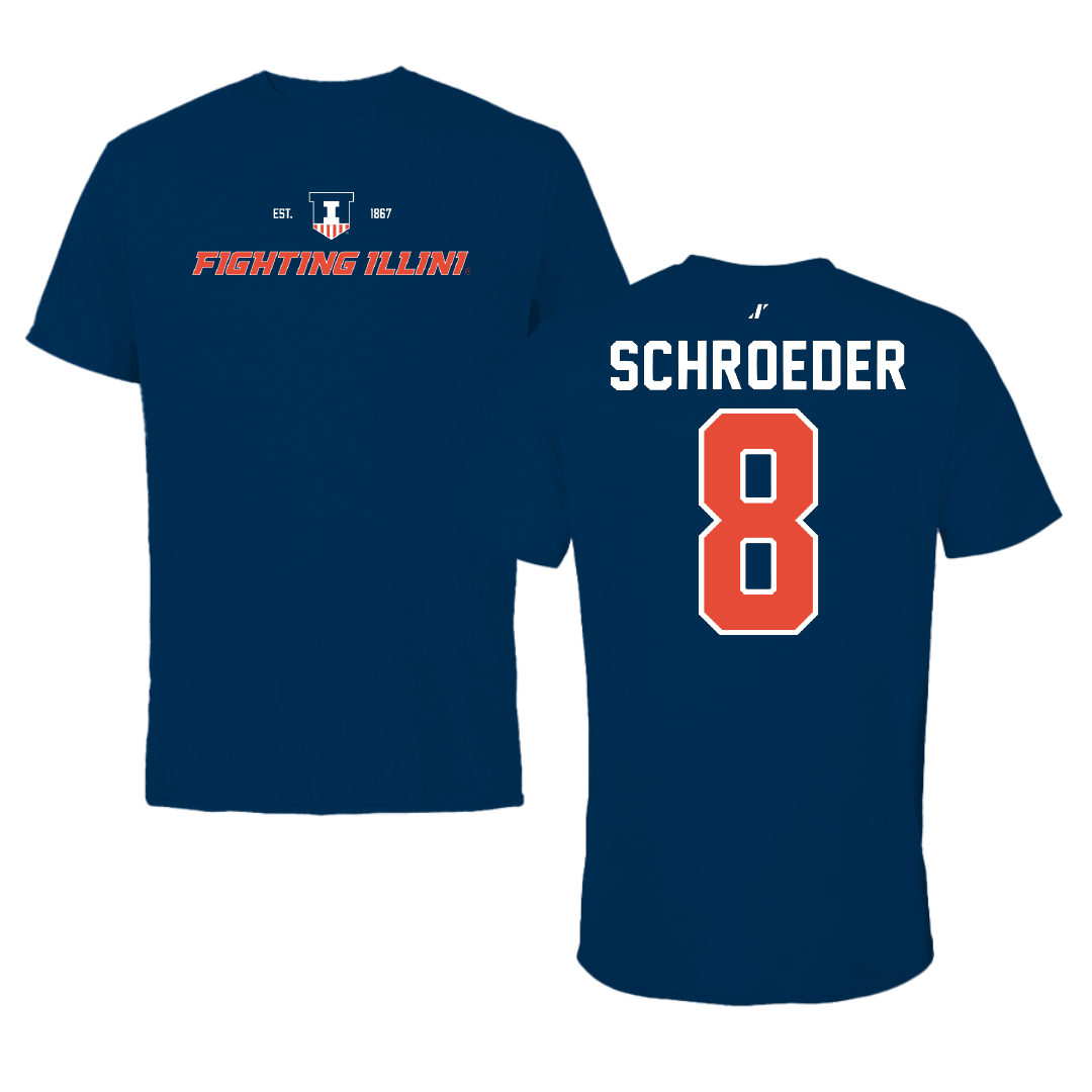 University of Illinois Baseball Navy General Performance Tee - #8 Jacob Schroeder