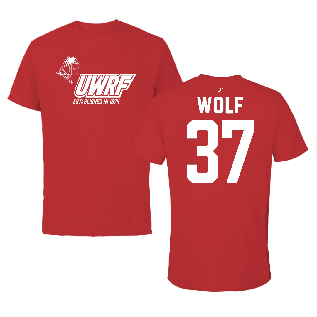 University of Wisconsin-River Falls Football Red General Tee - #37 Brayden Wolf