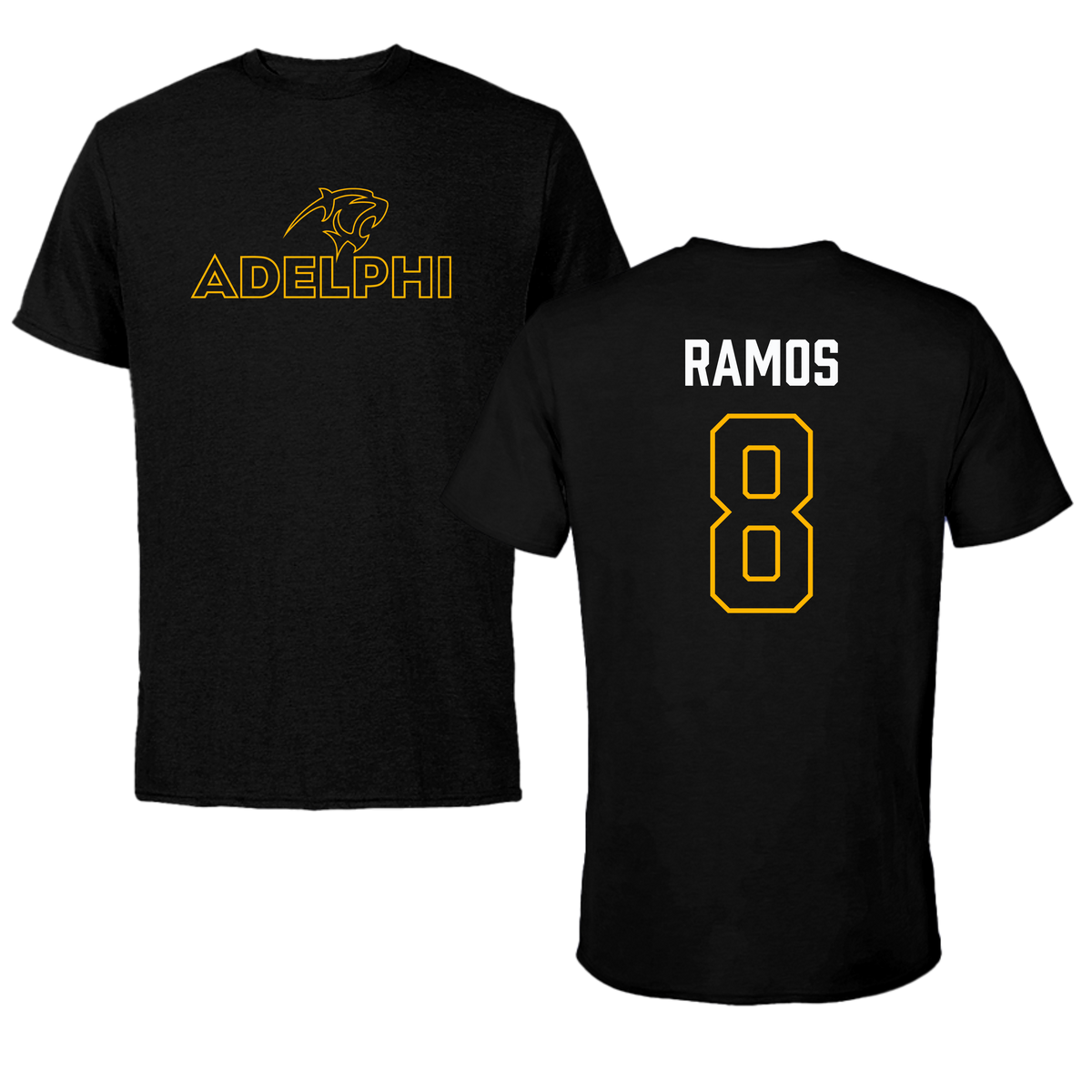 Adelphi University Baseball Black Tee - #8 Albert Ramos
