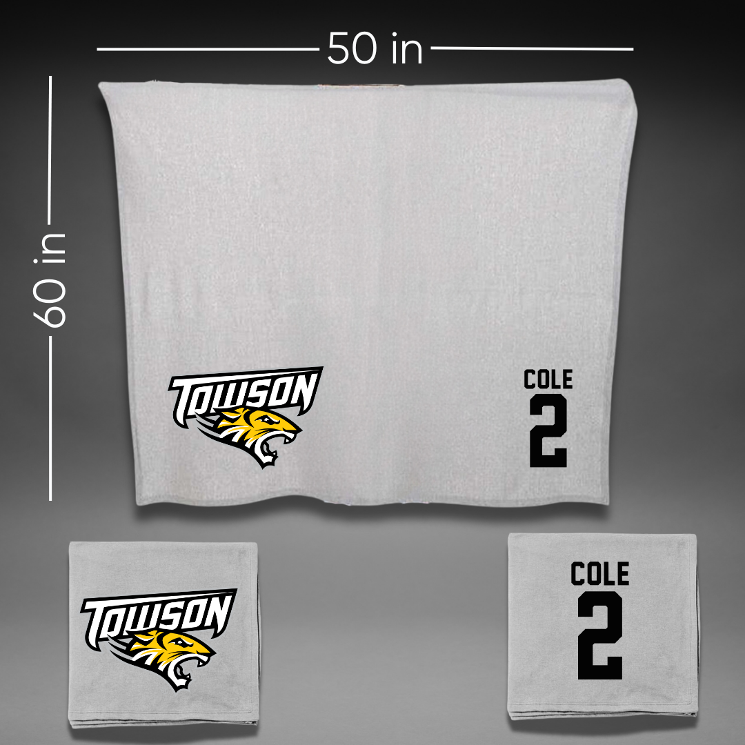 Towson University Basketball Gray Blanket - #2 Jaiden Cole