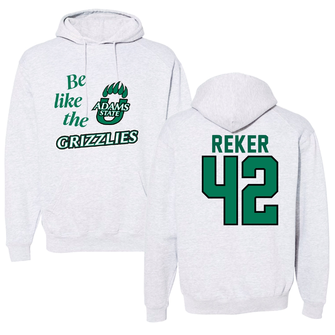 Adams State University Baseball Light Gray Be Like Us Hoodie - #42 Seth Reker