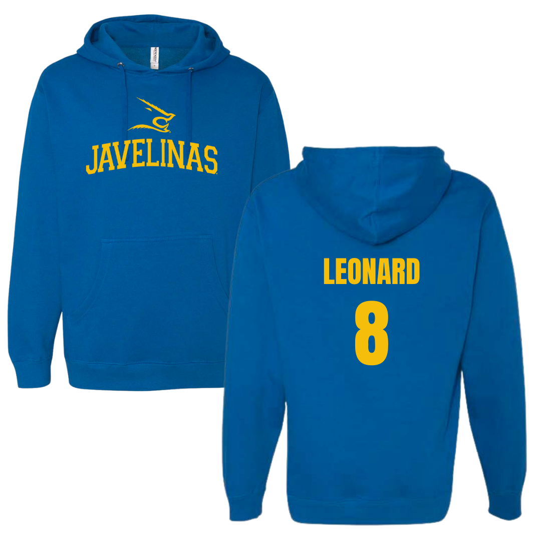 Texas A&M University-Kingsville Football Blue Hoodie - #8 Khalen Leonard