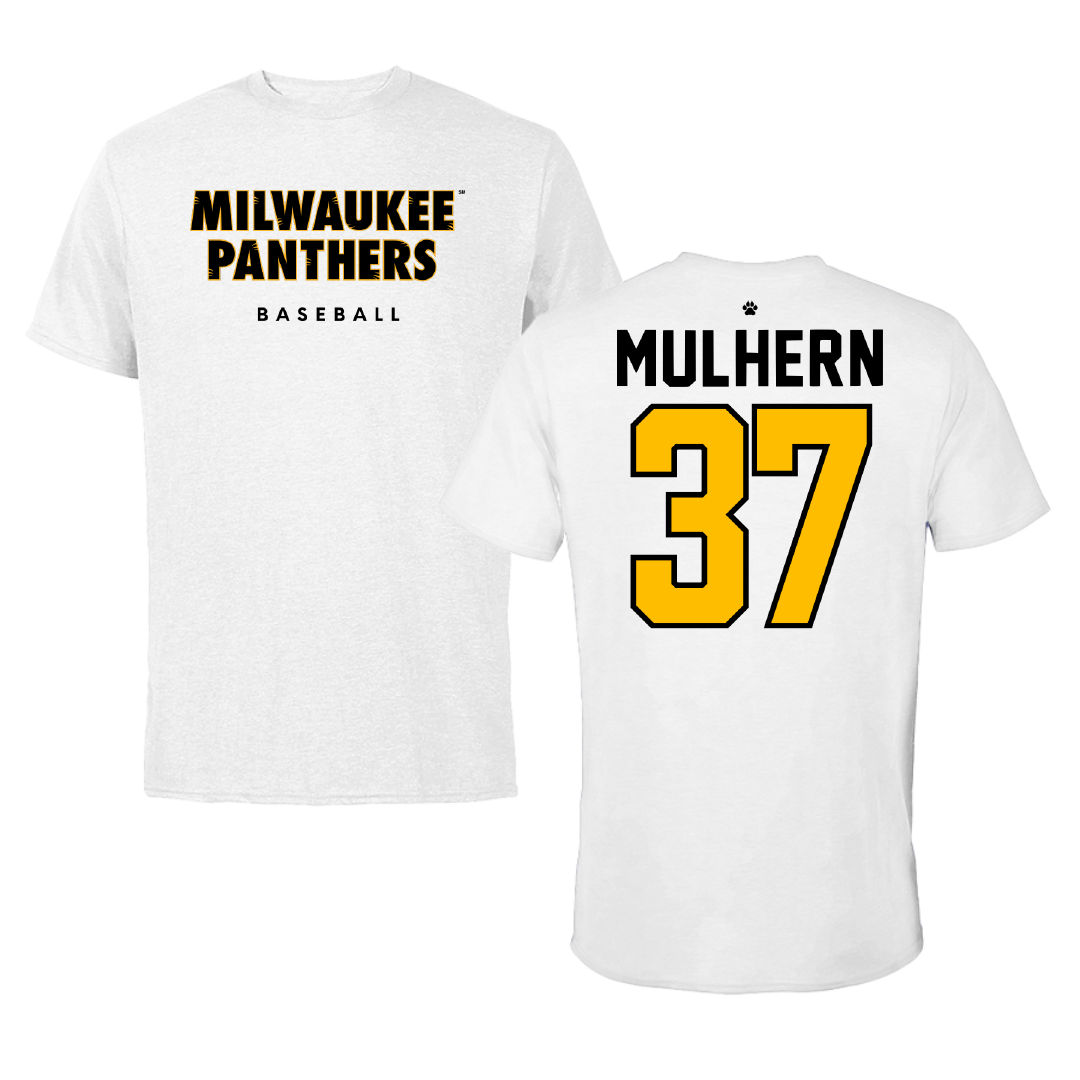 University of Wisconsin-Milwaukee Baseball White Performance Tee - #37 Eamonn Mulhern