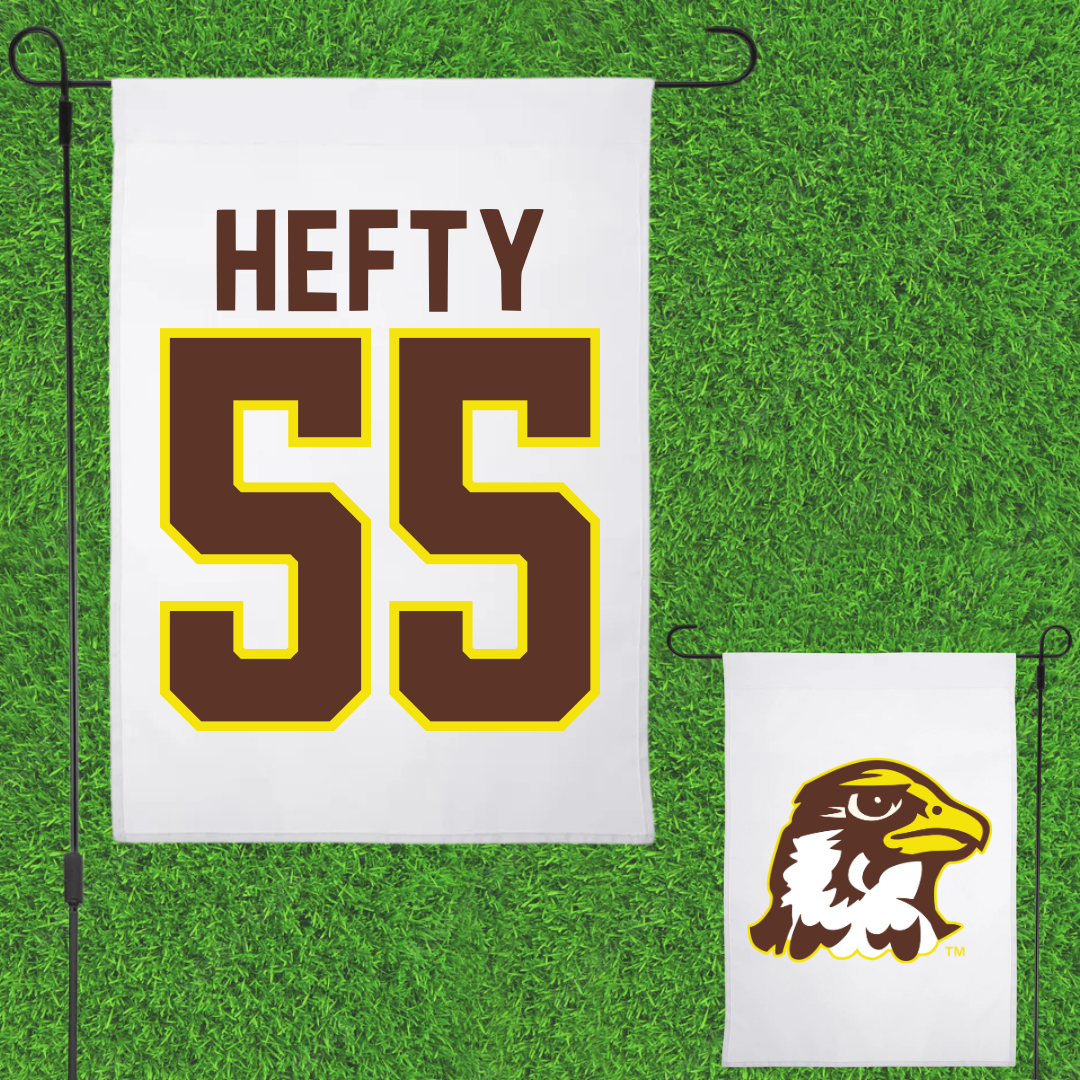 Quincy University Lacrosse White Garden Flag - #55 Gavin Hefty