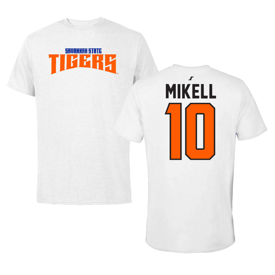 Savannah State University Basketball White Classic Tee - #10 Jordan Mikell