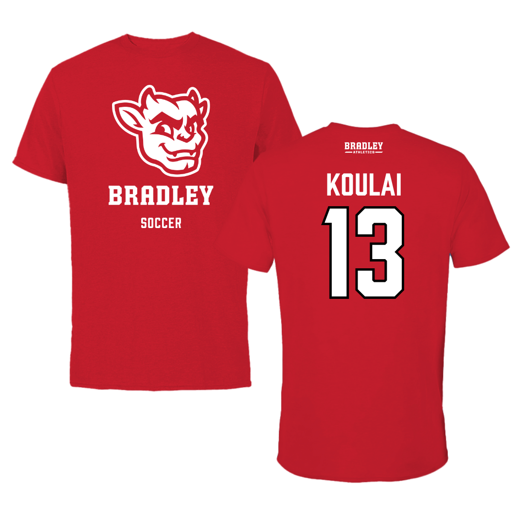 Bradley University Soccer Red Mascot Performance Tee - #13 Dj Koulai