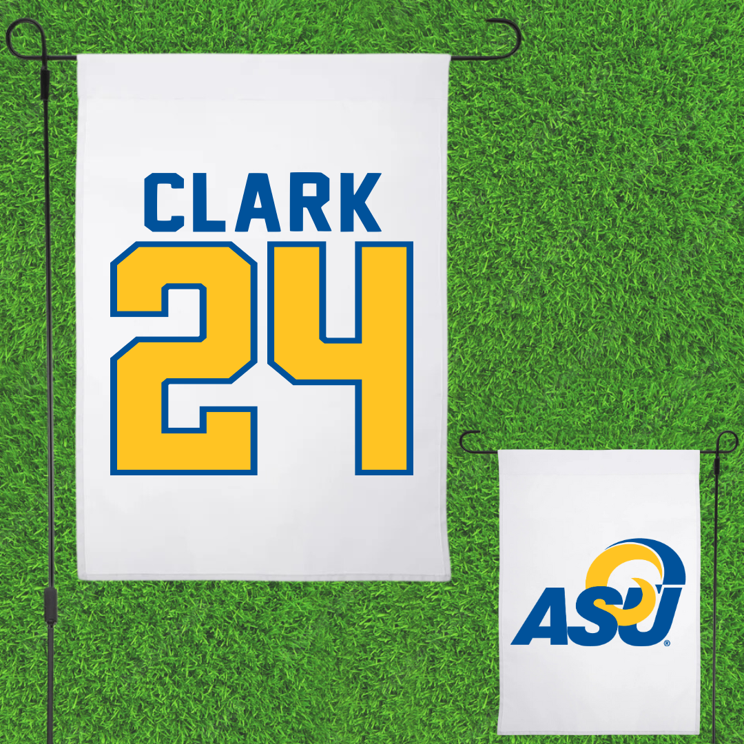 Angelo State University Soccer White Garden Flag - #24 Christina Clark