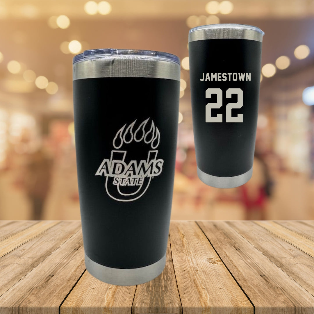 Adams State University Basketball Black Stainless Steel Tumbler - #22 Tajaun Jamestown