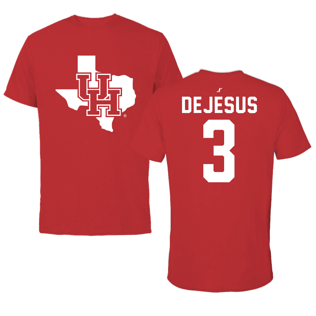 University of Houston Baseball Red State Tee - #3 Coby DeJesus