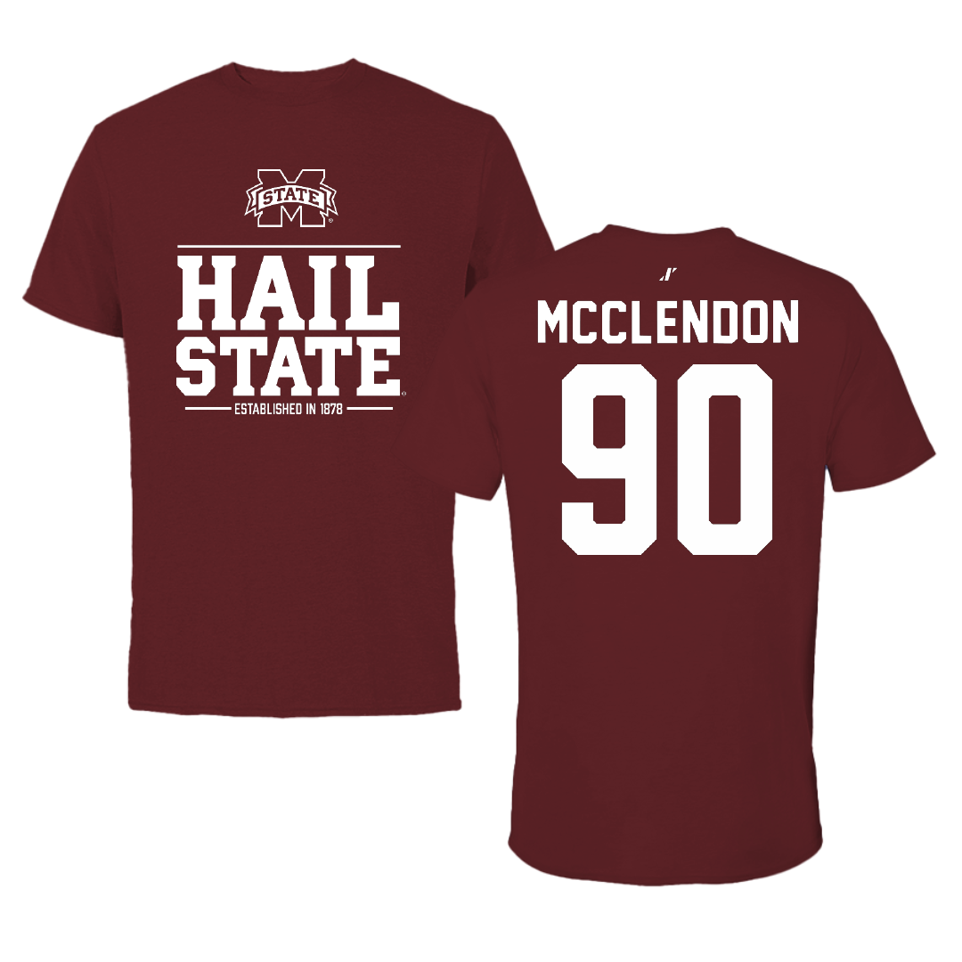 Mississippi State University Football Maroon General Tee - #90 Kai McClendon