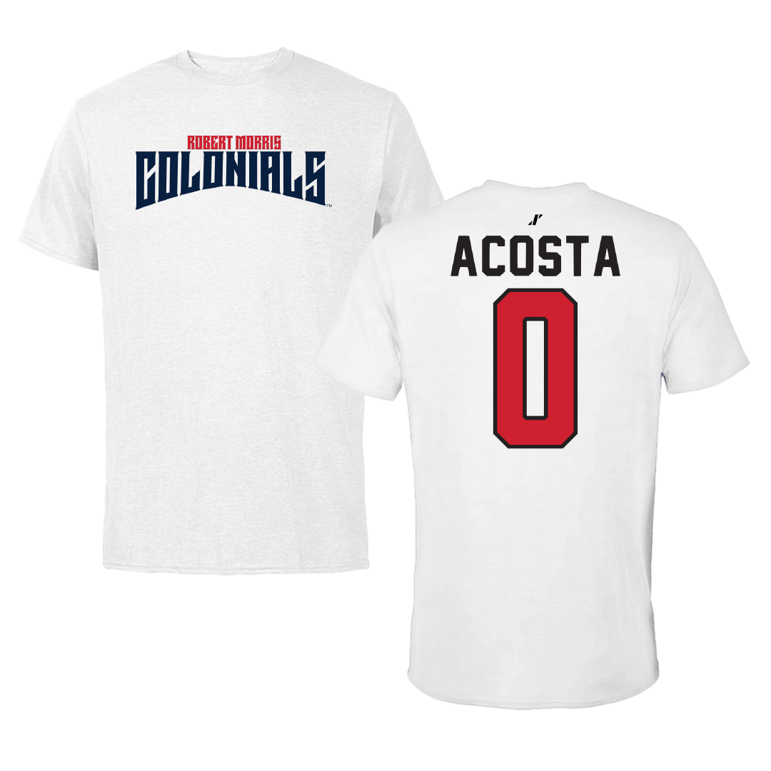 Robert Morris University Soccer White Classic Tee - #0 Giancarlo Acosta
