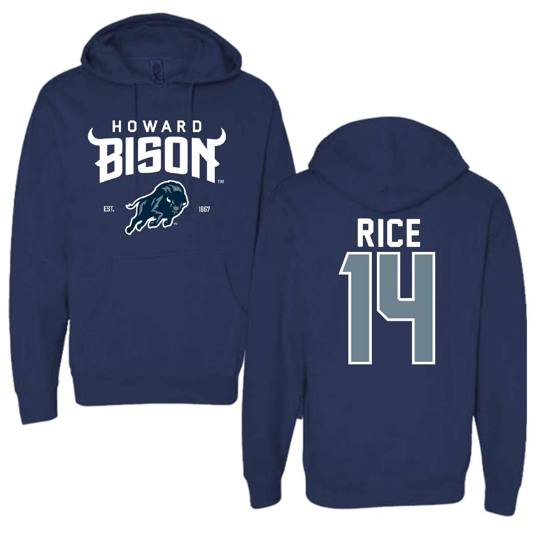 Howard University Soccer Navy General Hoodie - #14 Deuce Rice