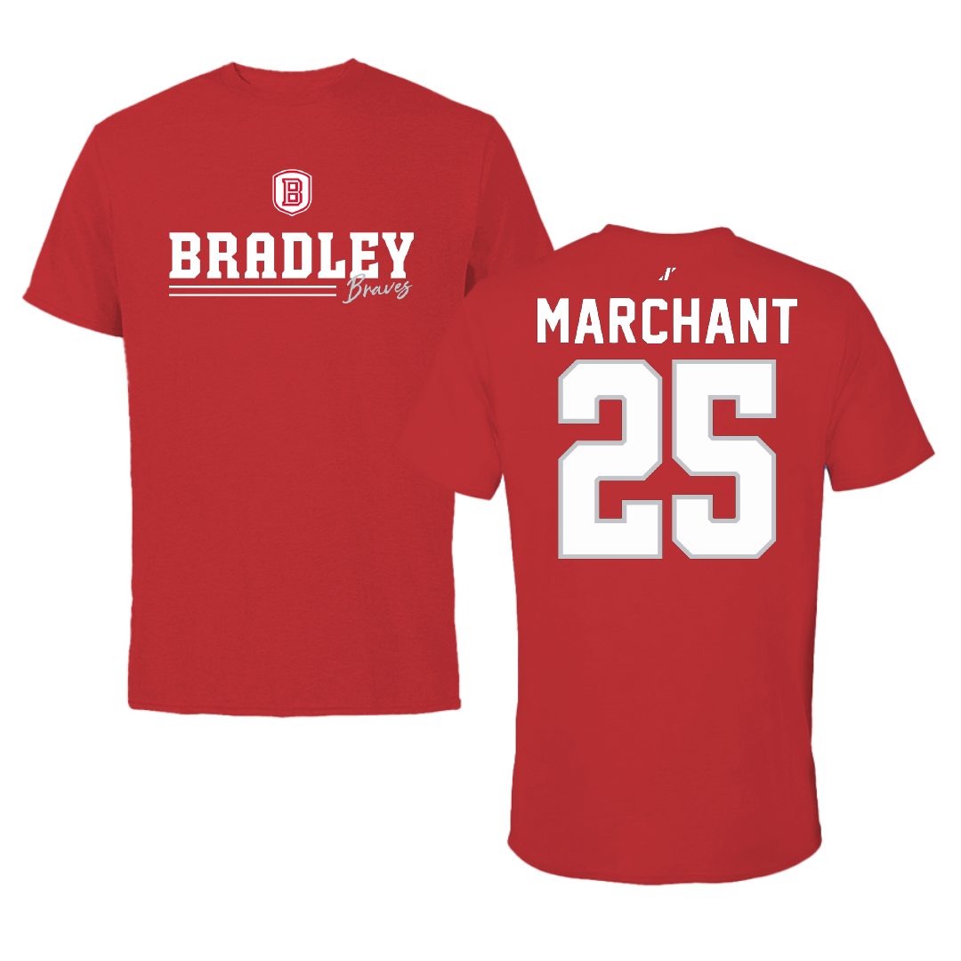 Bradley University Soccer Red General Tee - #25 Christopher Marchant