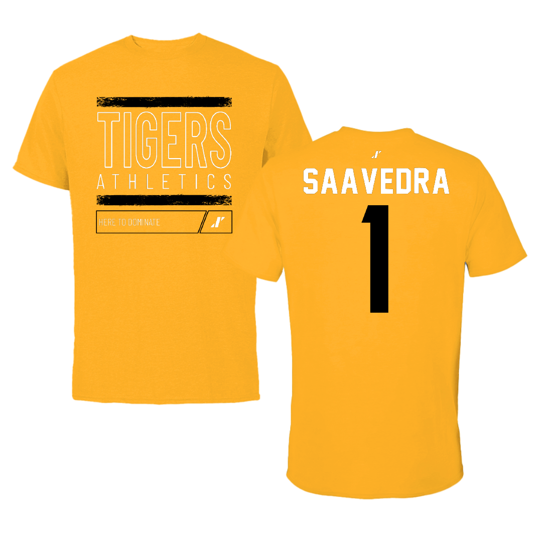 Fort Hays State University Baseball Gold Dominate Tee - #1 Cesar Saavedra