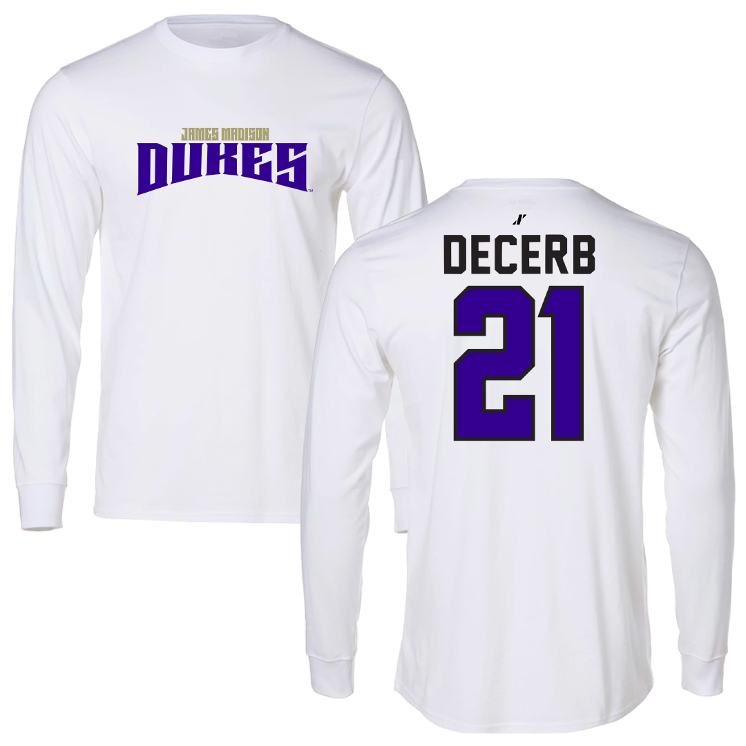 James Madison University Soccer White Classic Long Sleeve - #21 Sofia DeCerb
