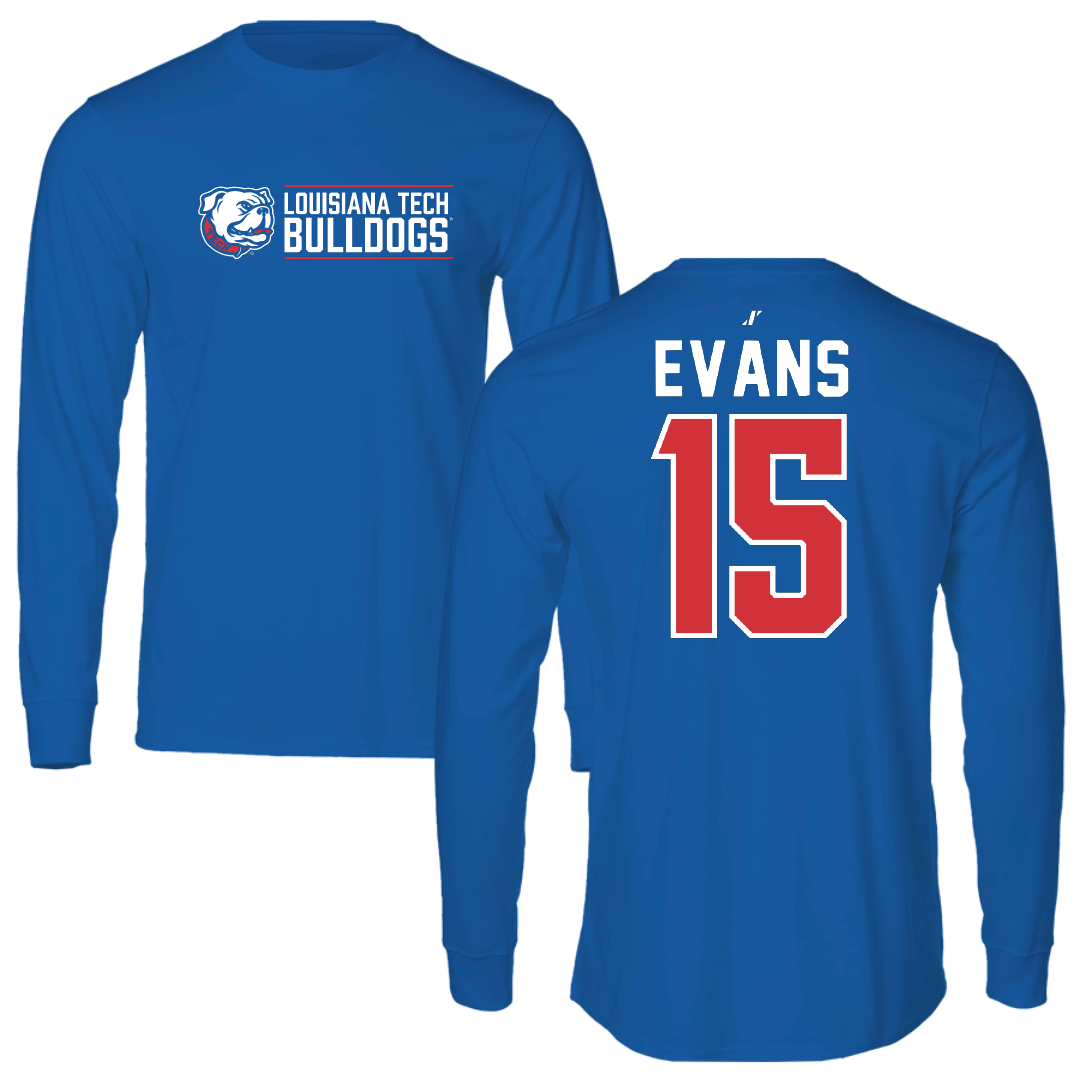 Louisiana Tech University Football Blue General Performance Long Sleeve - #15 Jessie Evans