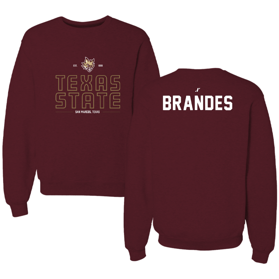 Texas State University TF and XC Maroon General Crewneck - Breanna Brandes