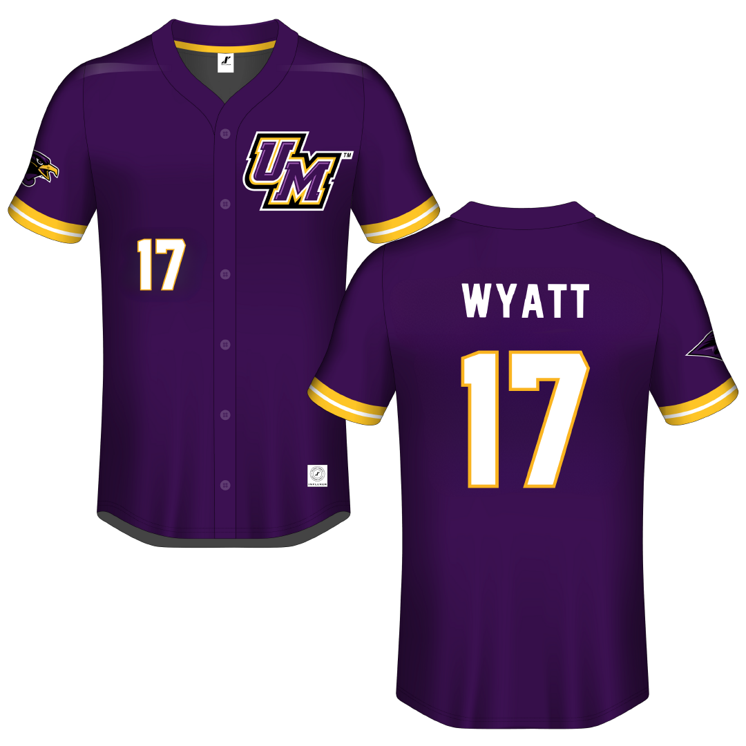 University of Montevallo Purple Button-Down Jersey - #17 Zach Wyatt