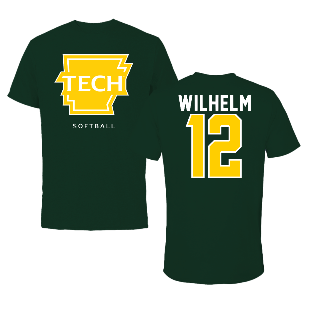 Arkansas Tech University Softball Forest Green Tee - #12 Caroline Wilhelm
