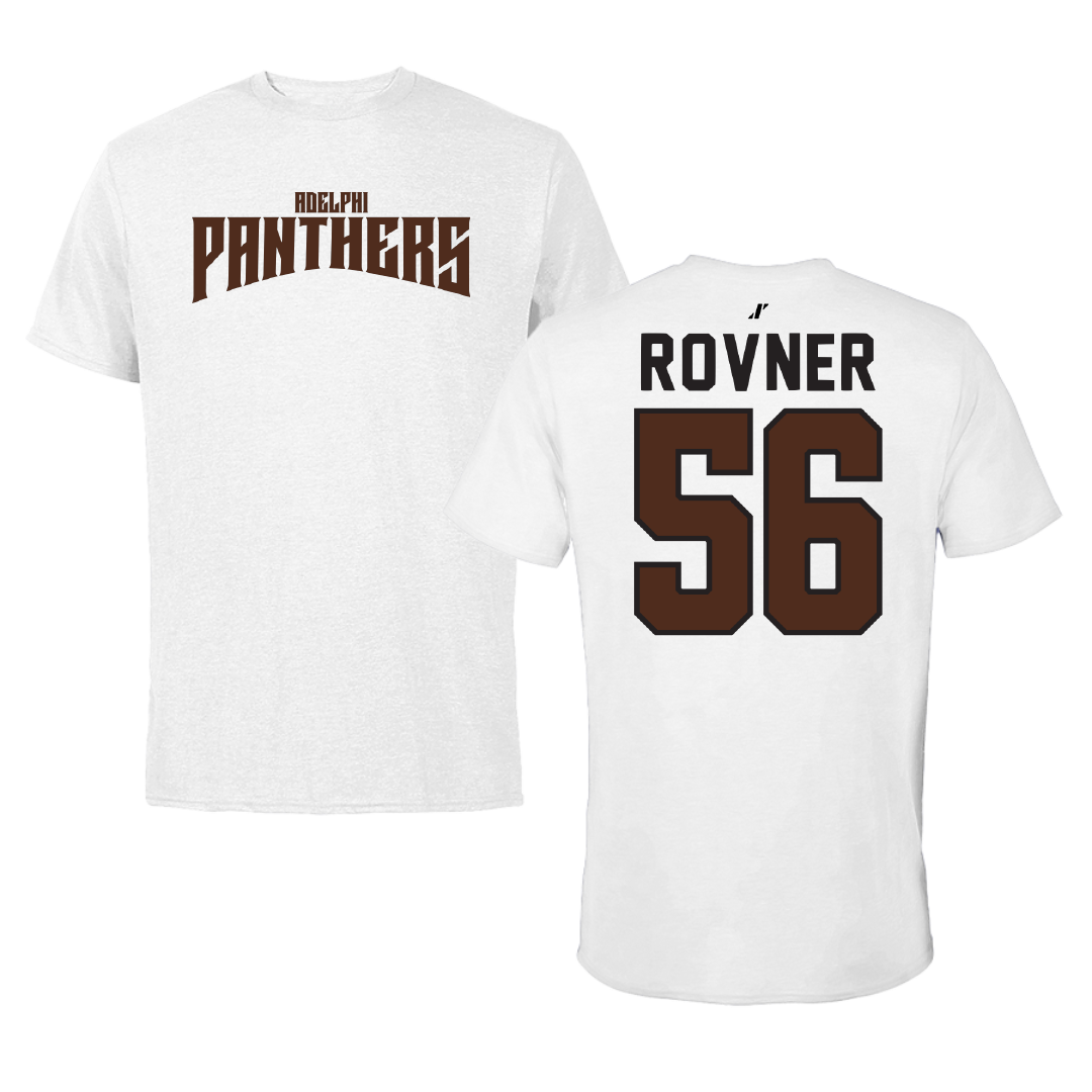 Adelphi University Baseball White Classic Performance Tee - #56 Zach Rovner