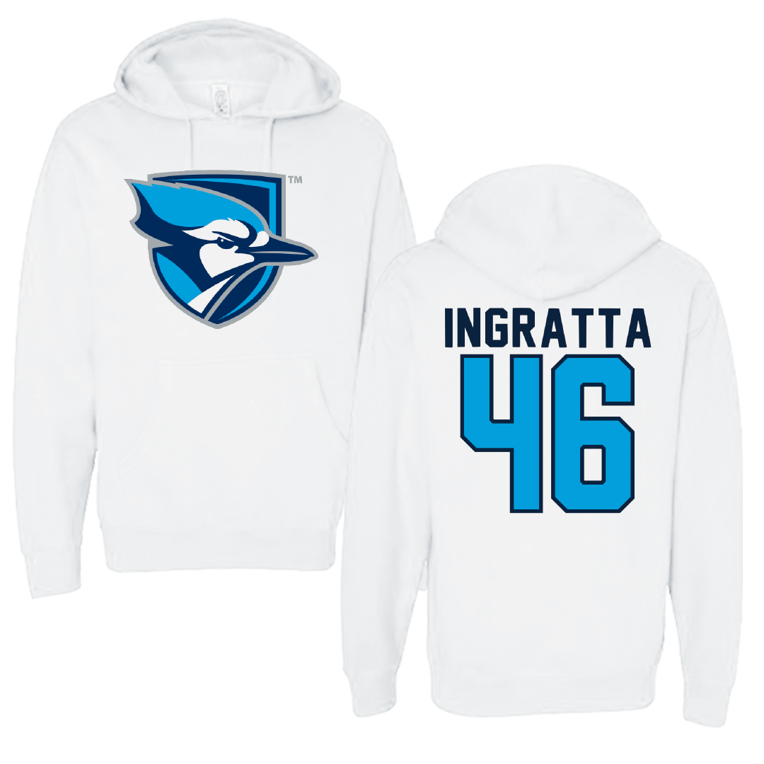 Elmhurst University Baseball White Hoodie - #46 Joseph Ingratta