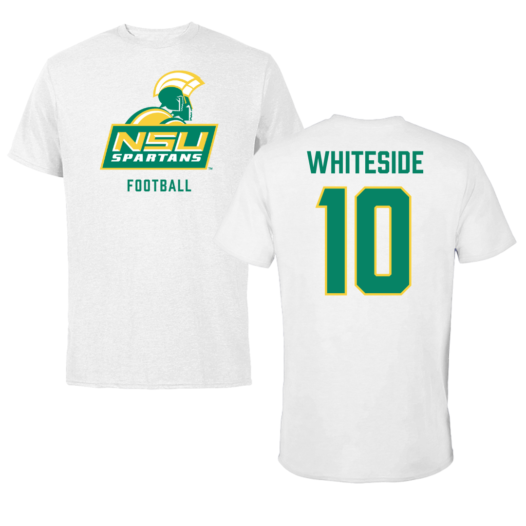 Norfolk State University Football White Tee - #10 Izayah Whiteside
