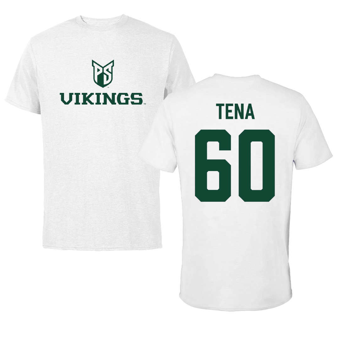 Portland State University Football White Performance Tee - #60 Anthony Tena