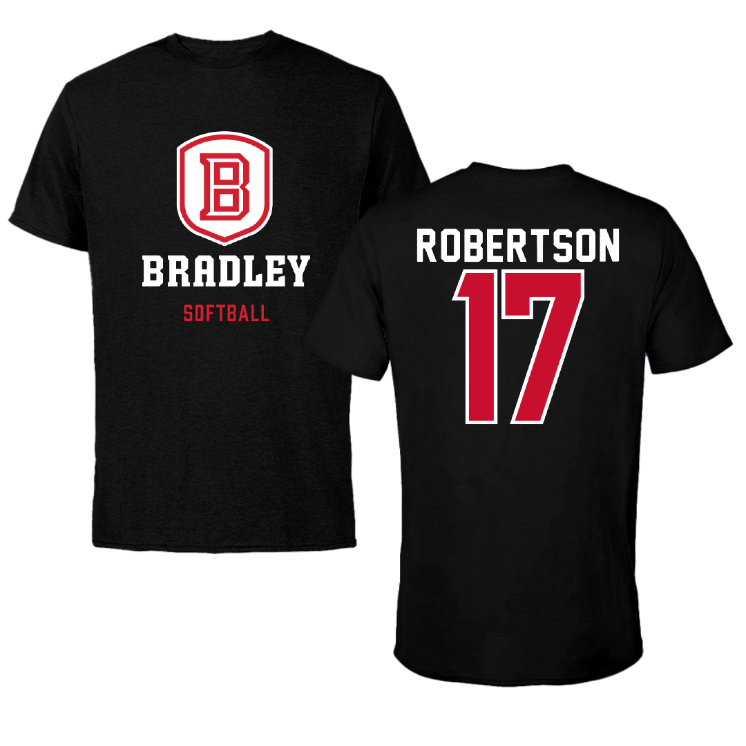 Bradley University Softball Black Block Performance Tee - #17 Kinsley Robertson