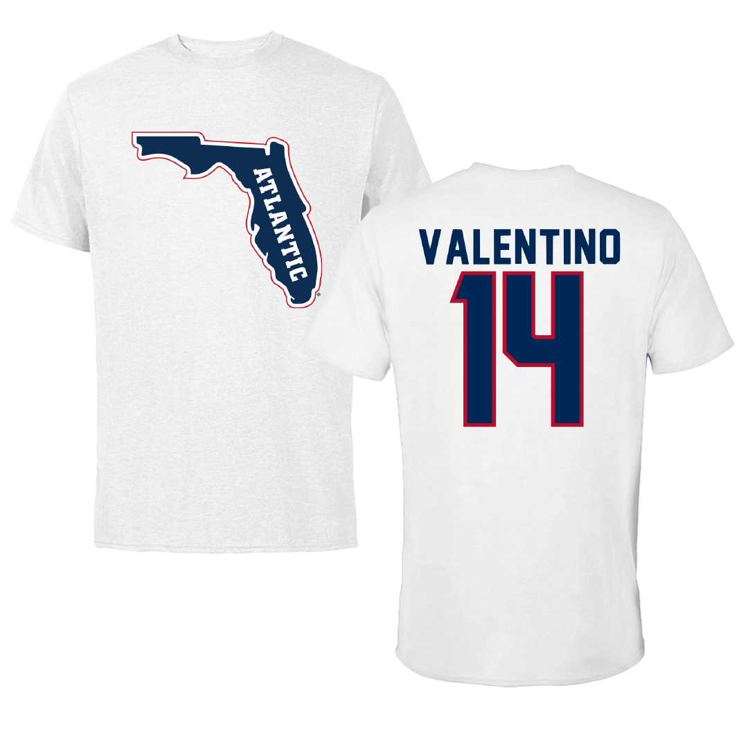 Florida Atlantic University Football White Tee - #14 Michael Valentino