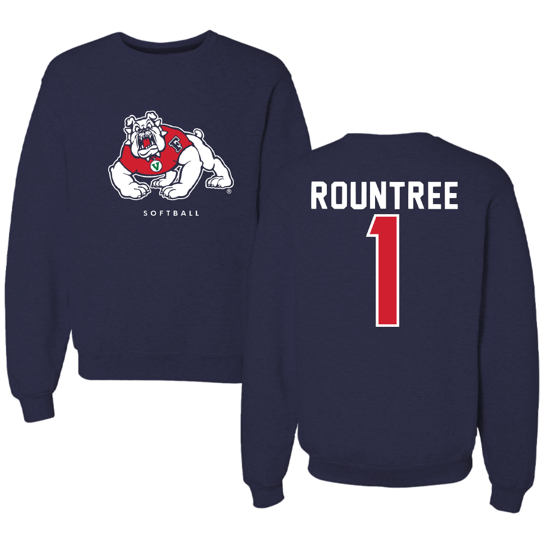 Fresno State University Softball Navy Crewneck - #1 Nadia Rountree