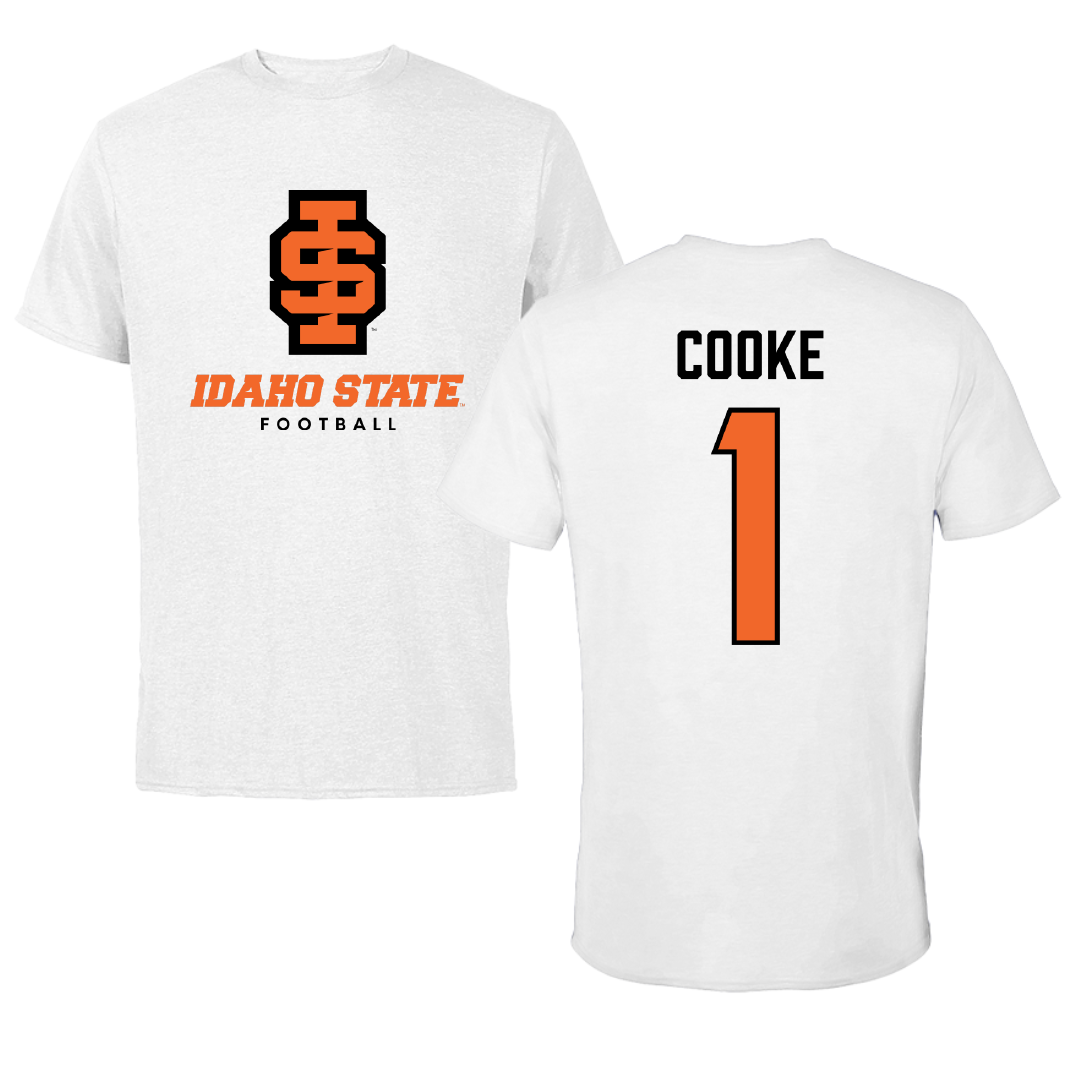 Idaho State University Football White Performance Tee - #1 Jordan Cooke