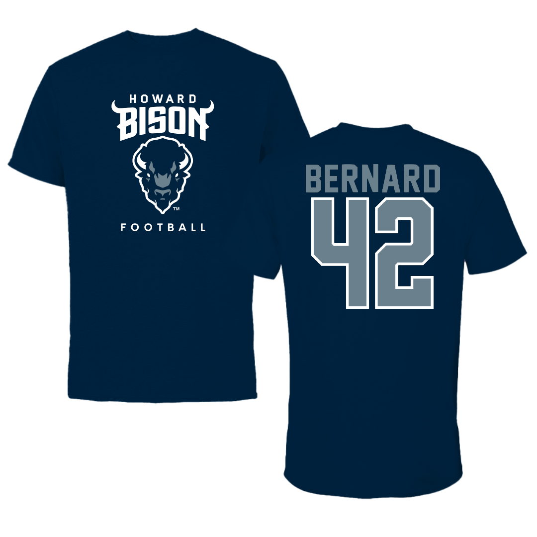 Howard University Football Navy Tee - #42 Wyatt Bernard
