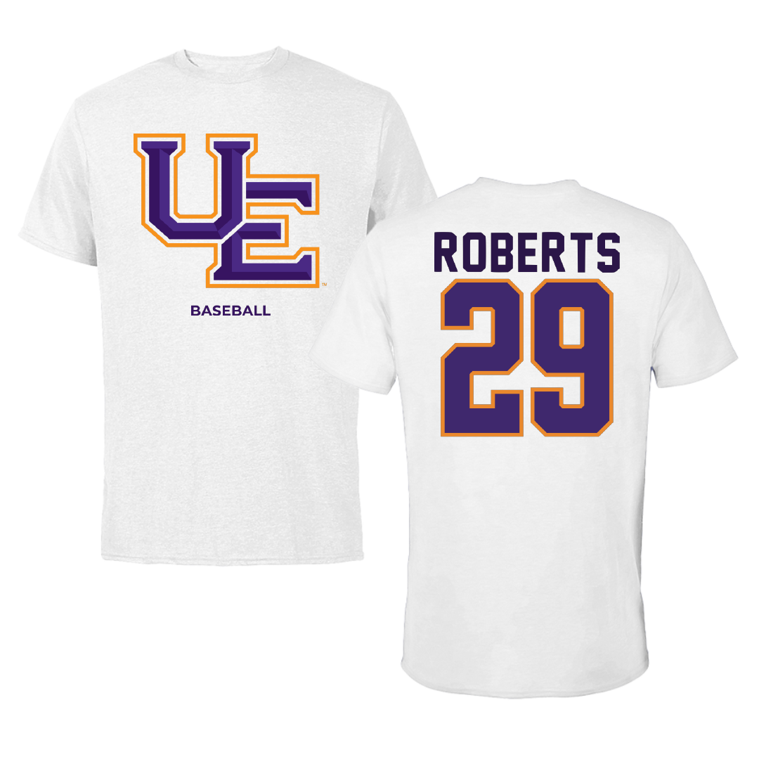 University of Evansville Baseball White Performance Tee - #29 Kellen Roberts
