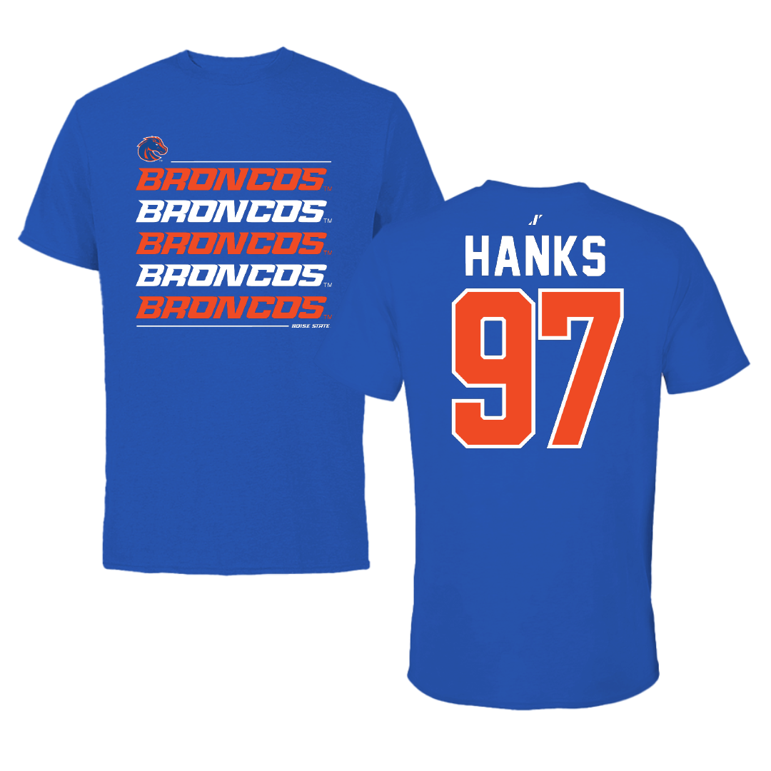 Boise State University Football Blue General Tee - #97 Hayden Hanks