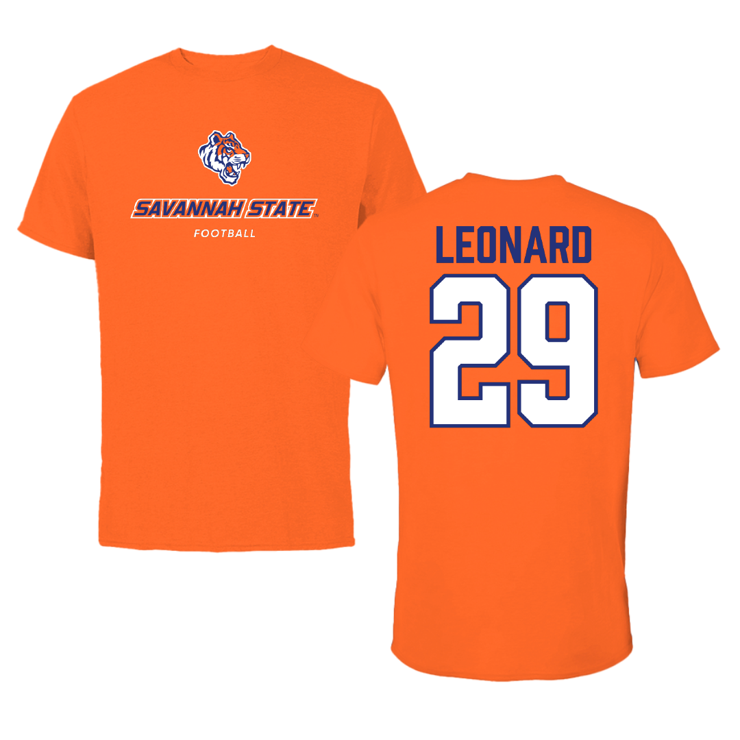 Savannah State University Football Orange Performance Tee - #29 Cameron Leonard