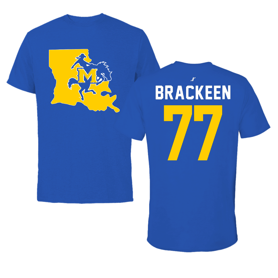McNeese State University Football Blue State Tee - #77 Cody Brackeen