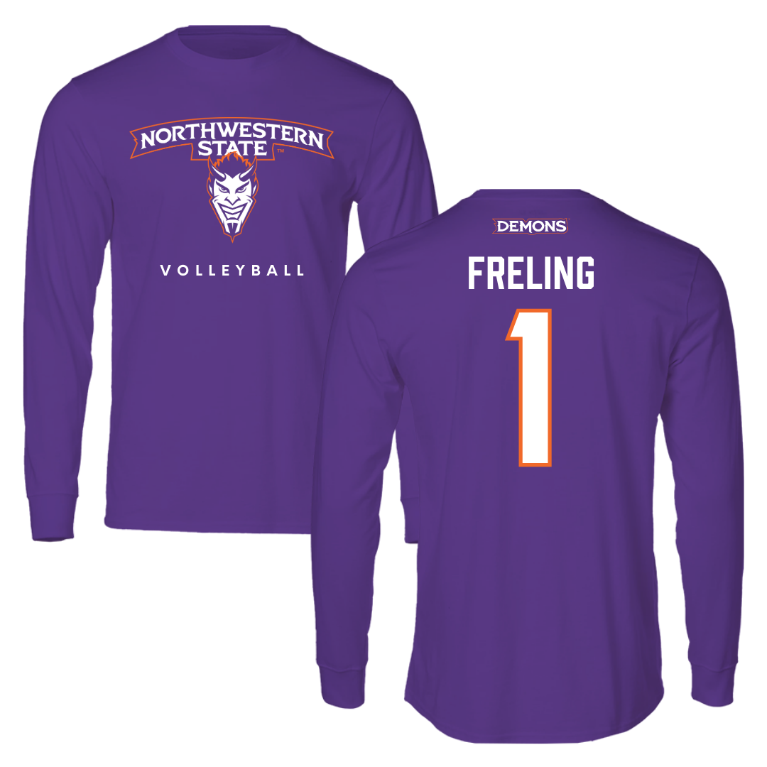 Northwestern State University Volleyball Purple Performance Long Sleeve - #1 Lorelei Freling