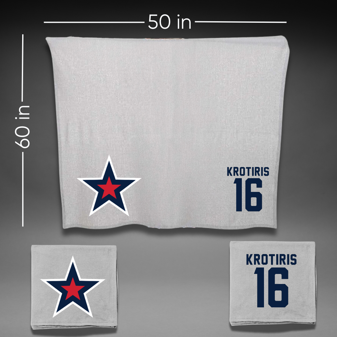 Robert Morris University Ice Hockey Gray Blanket - #16 George Krotiris