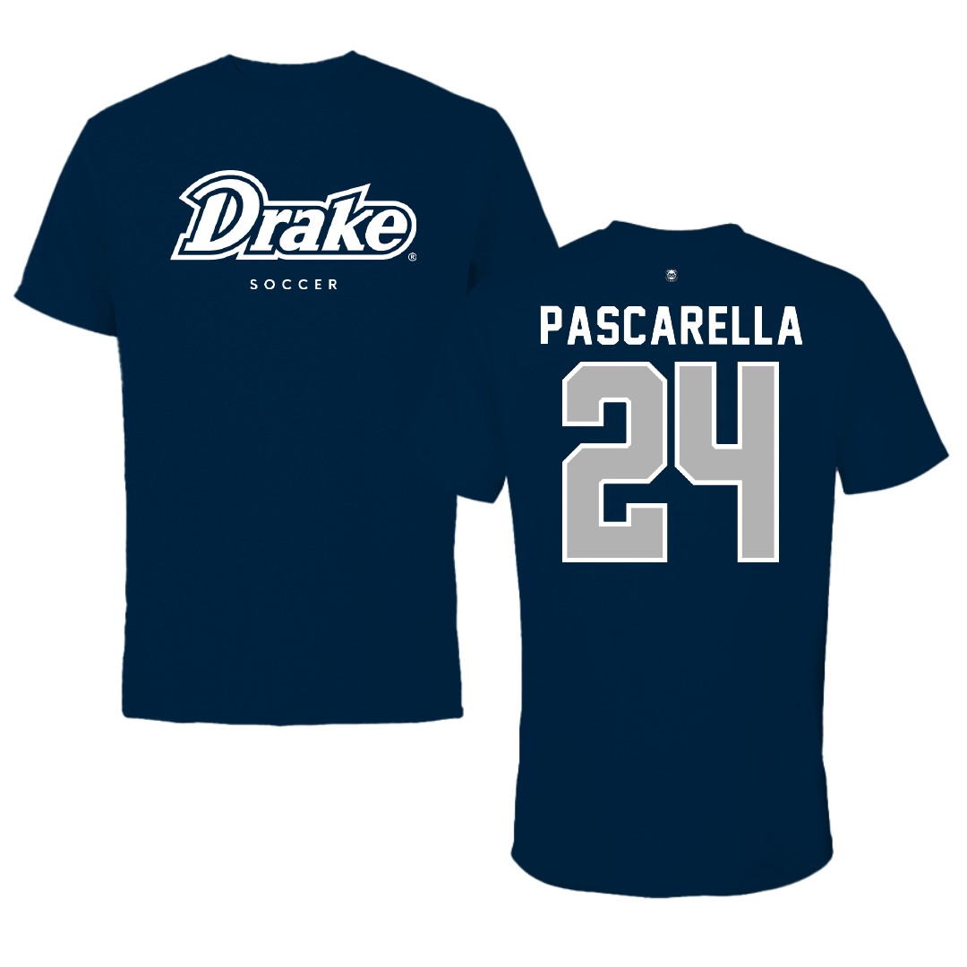 Drake University Soccer Navy Performance Tee - #24 Jordan Pascarella