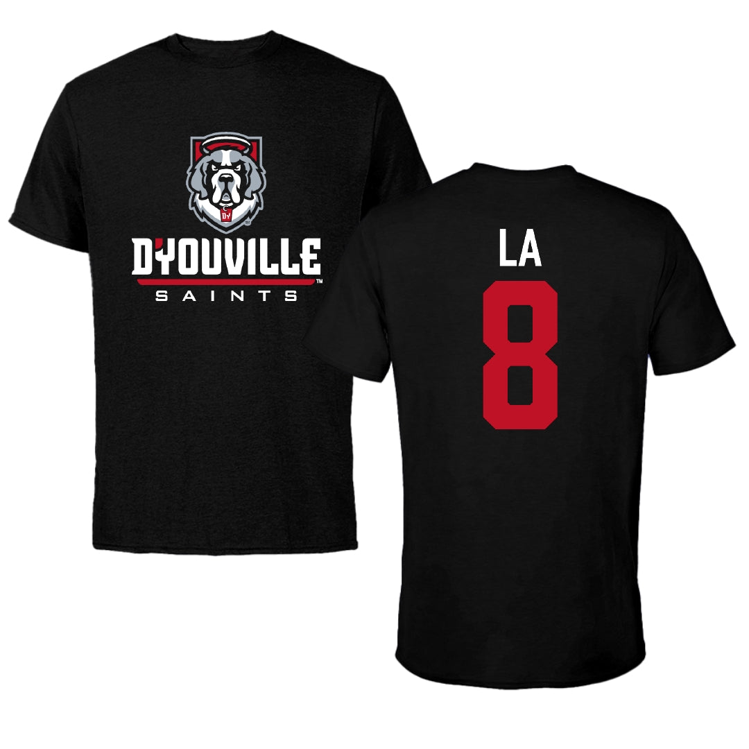D'Youville University Soccer Black Performance Tee - #8 Melia La