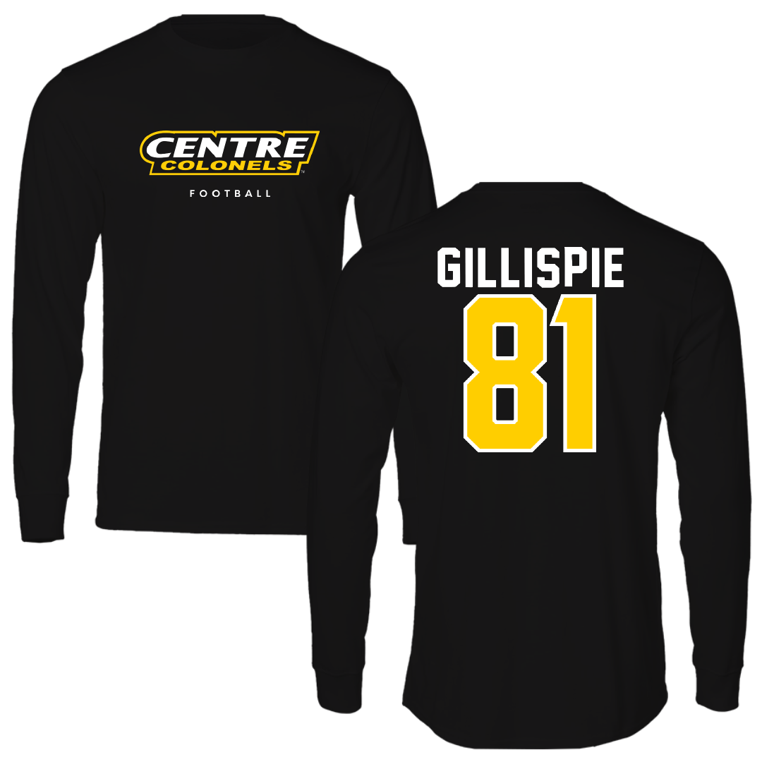 Centre College Football Black Performance Long Sleeve - #81 Kaden Gillispie
