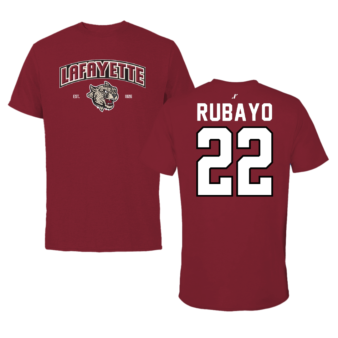 Lafayette College Basketball Cardinal General Tee - #22 Chris Rubayo