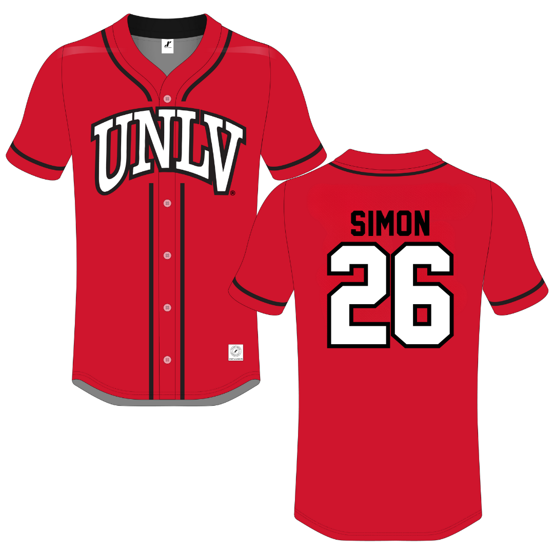 University of Nevada-Las Vegas Red Button-Down Jersey - #26 Sam Simon
