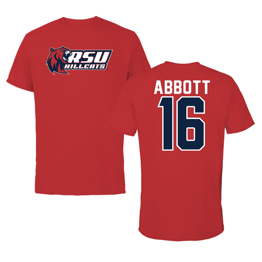 Rogers State University Baseball Red Performance Tee - #16 Cole Abbott