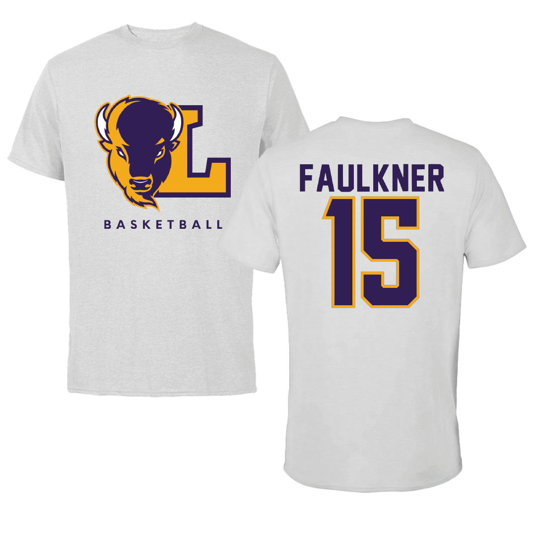Lipscomb University Basketball Light Gray Tee - #15 Dylan Faulkner