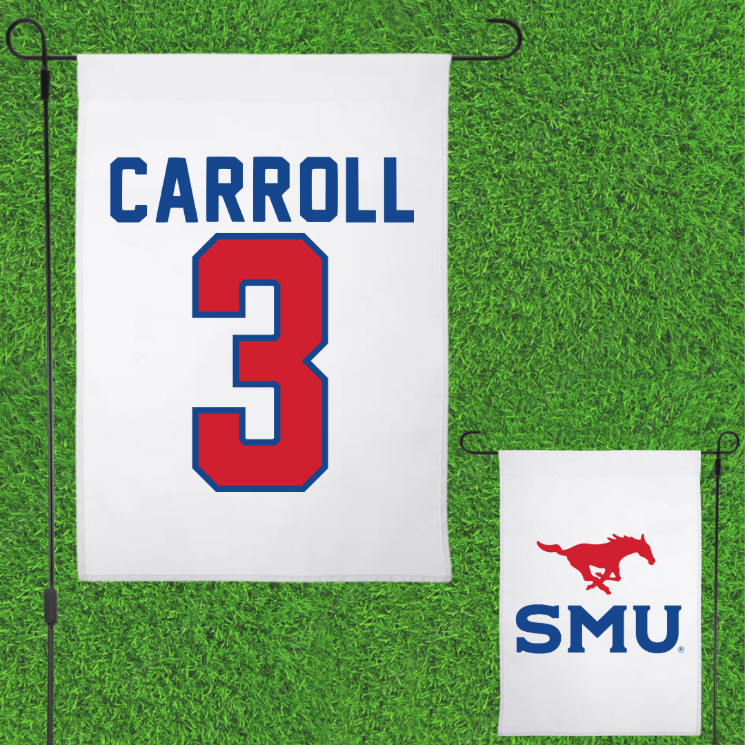 Southern Methodist University Football White Garden Flag - #3 Jamarion Carroll