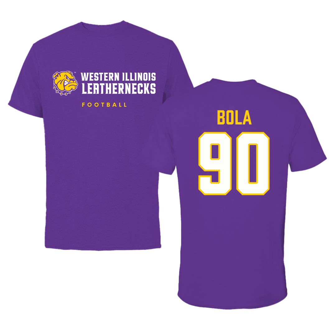 Western Illinois University Football Purple Performance Tee - #90 Mayo Bola